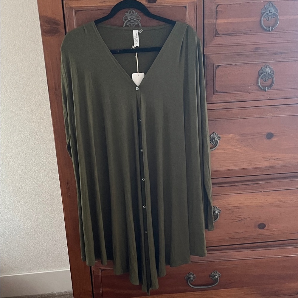L Love Forest Green Knitwear Tunic Top NWT
